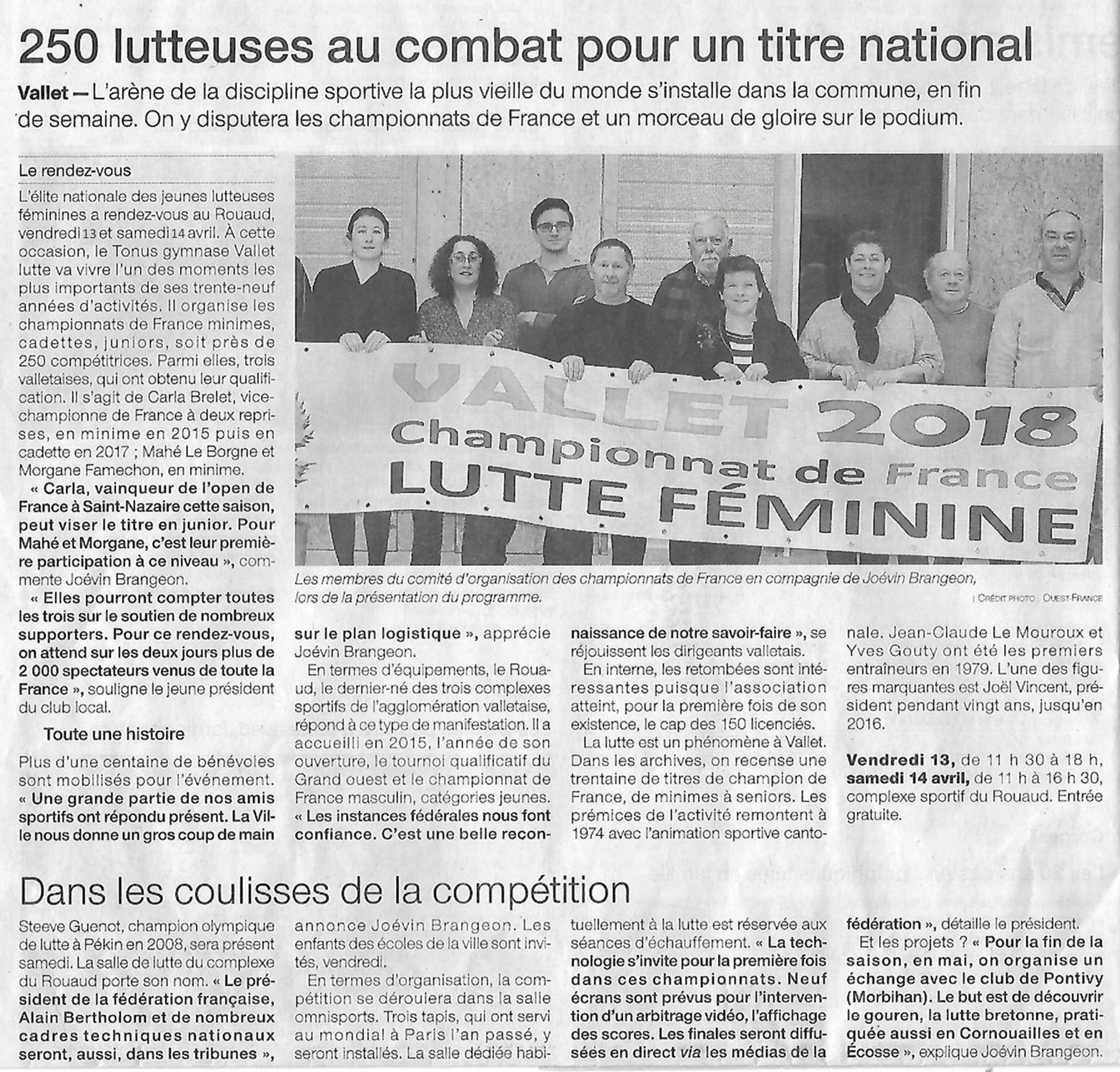 Championnat de France de Lutte Feminine a Vallet<span style=
